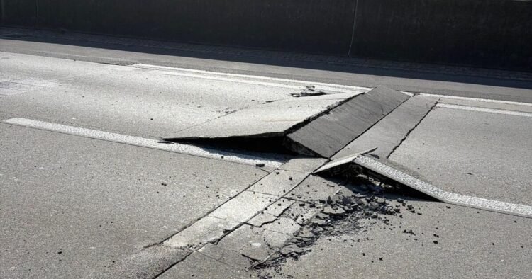 Heat damages road on A13