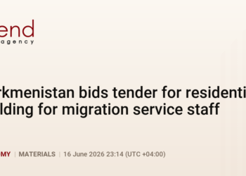 PremiumTurkmenistan bids tender for residential building for migration service staff
16 June 23:14 (UTC+04)
Economy