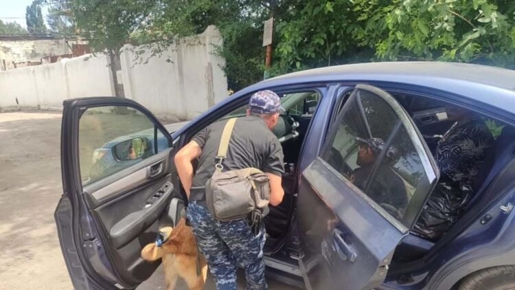 Drug fighters check visitors and cars near Moldovanovka prisons