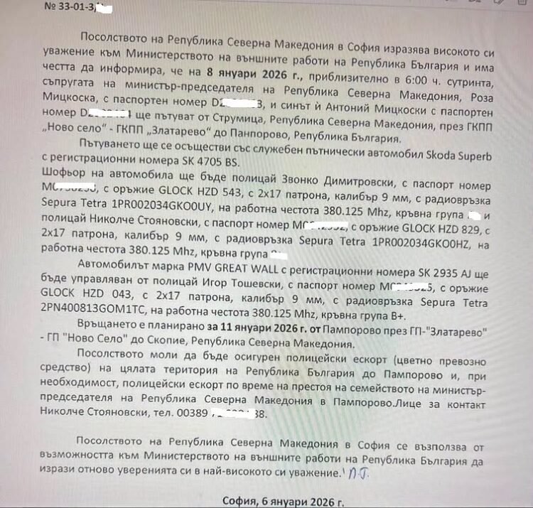 The government does not reveal from which institution leaked the diplomatic note that threatened the safety of Mickoski’s family