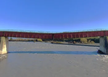 A rail bridge pier collapsed during a storm. The line stayed open until a driver noticed the gap