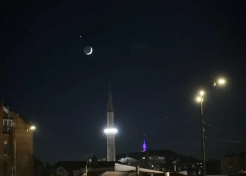 A breath-taking view: Tonight’s sky over Sarajevo won social networks