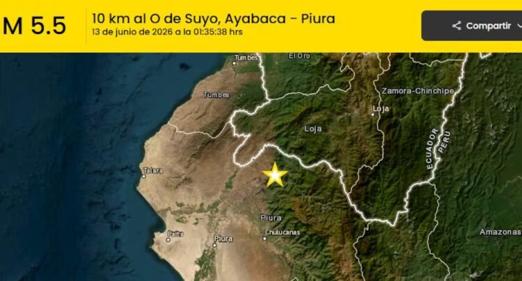 Piura: 5.5 magnitude earthquake was felt in the town of Suyo this morning