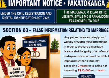 Tonga Justice warns over false information in birth, death and marriage registrations – Kaniva Tonga News