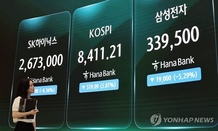 (2nd LD) Seoul shares nosedive nearly 6 pct on profit hunting after AI-led rallies