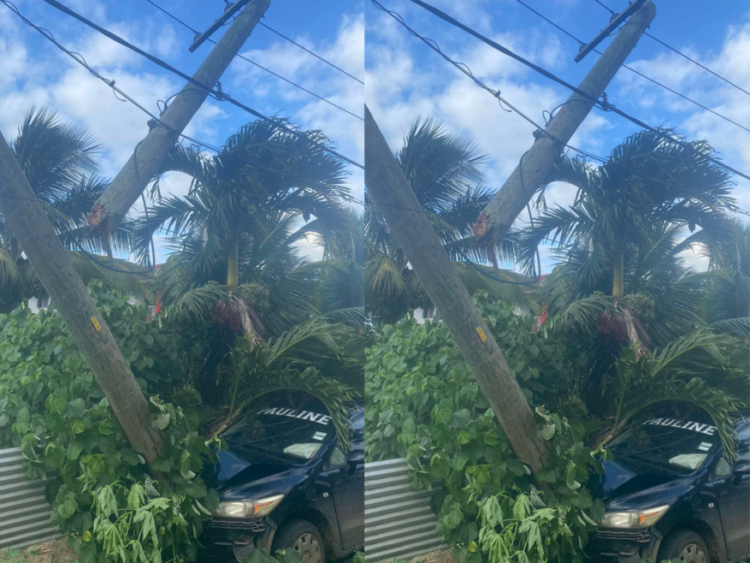 Car crashes into power pole, causing damage in Tonga