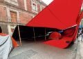 …They install tarps and pretend to protest in the Center
