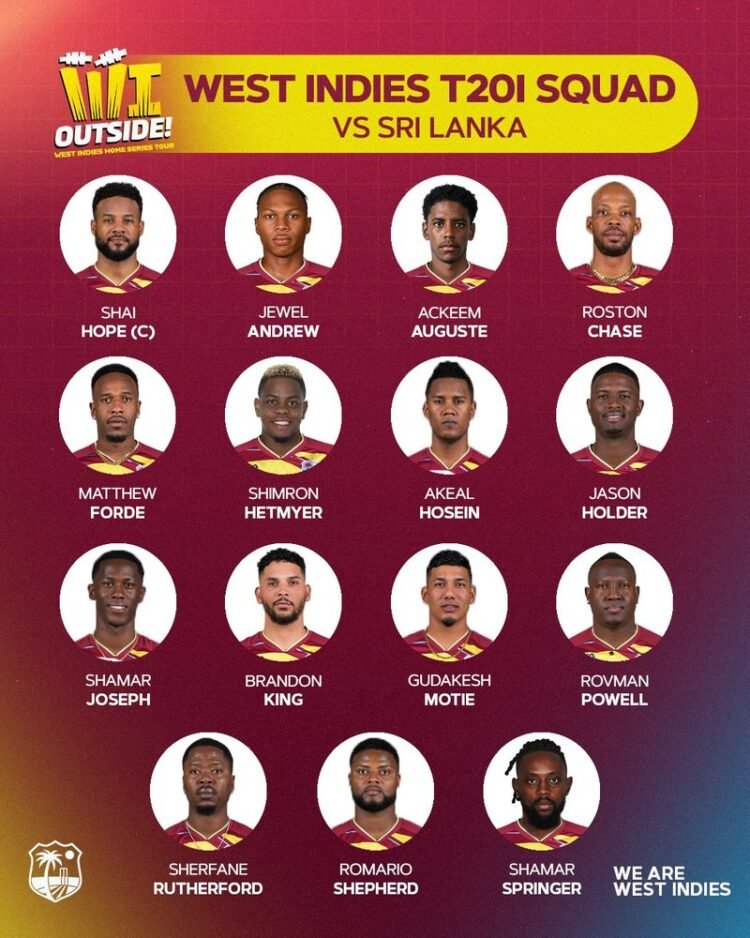 CWI names squad for T20 Series against Sri Lanka