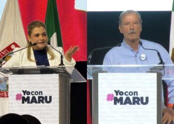 They carry out a caravan and rally in Chihuahua in support of Maru Campos, Fox and Calderón attend