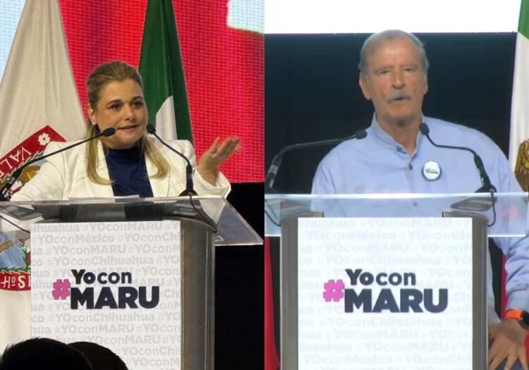 They carry out a caravan and rally in Chihuahua in support of Maru Campos, Fox and Calderón attend