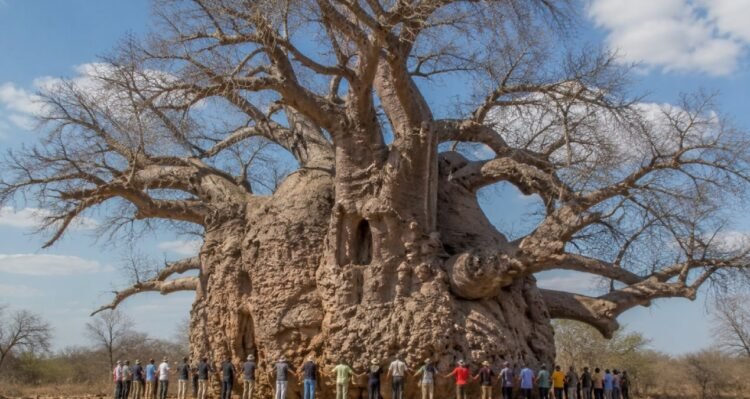 While other giants collapsed, he managed to stay standing: 20 people were needed to surround his body