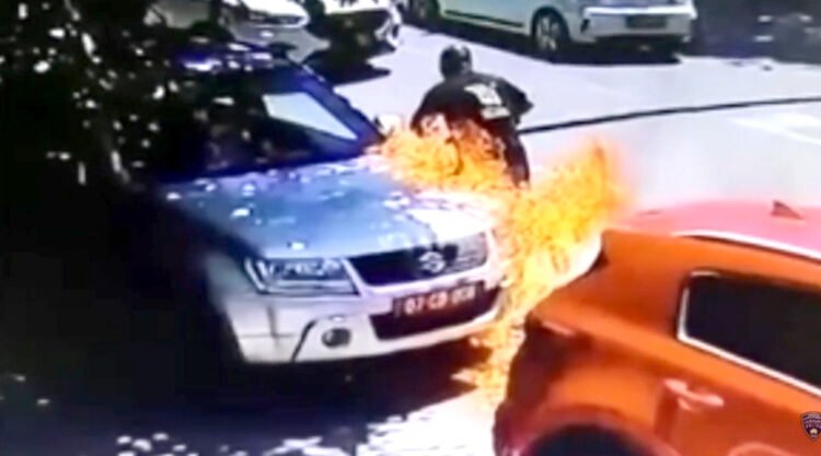 VIDEO: Quick reaction of SVR Skopje, found and deprived of freedom the perpetrator who set fire to two vehicles in front of the Embassy of Bulgaria today
