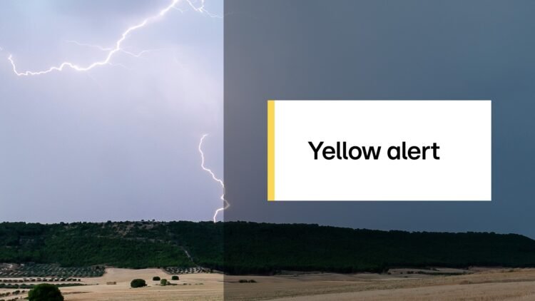 Yellow alert: Thunderstorms to sweep across the country on Thursday
