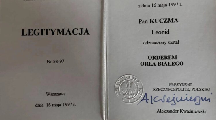 Kuchma refused the Order of the White Eagle after Poland’s decision on Zelensky