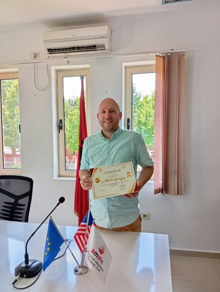 Nikola Gjurdjaj received recognition in Albania for his contribution to civil society