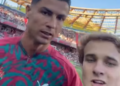 Young man invades the pitch and films the moment he reaches Ronaldo and… receives a reprimand from the team captain