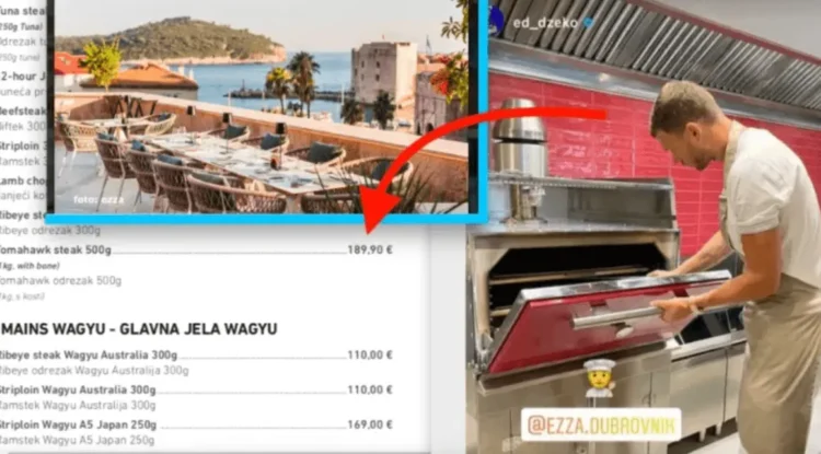 In the Dubrovnik restaurant Edina Džeka “pepper prices”, a piece of meat costs around 400 KM