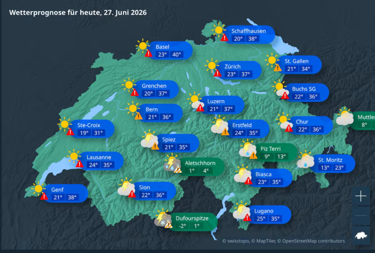 Brutal heat in Switzerland: 40 degrees are possible in Basel today