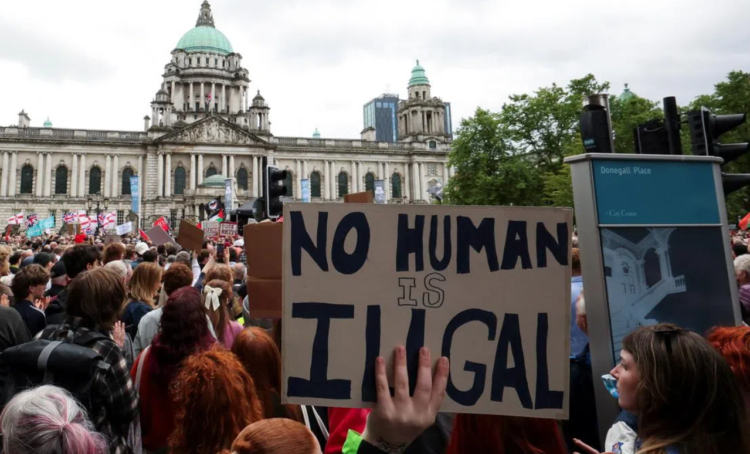 In Northern Ireland, there is a large-scale protest against racism due to a high-profile knife attack