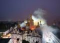 Famous Pechersk Lavra monastery in flames after attacks on Kyiv