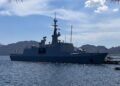 Giant Frigate with 151 crew anchored in that city