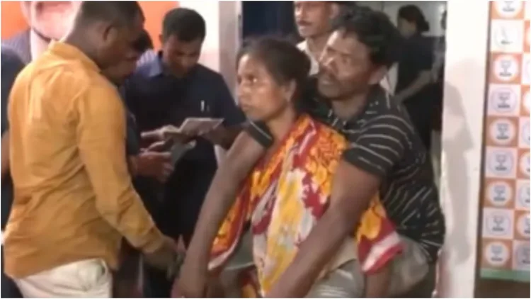Wife carries disabled husband on her back to seek aid  2m read