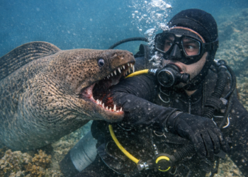 Slobodna Dalmacija – An unexpected attack in the depths: a moray eel bit a diver, the teeth pierced the thick diving suit, he ended up needing stitches…