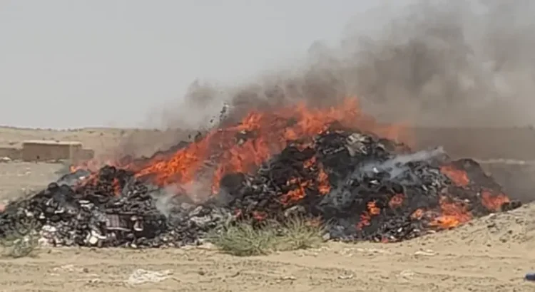 Helmand; More than 11 tons of smuggled drugs were burned in Bahramche district