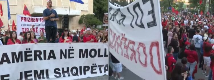 Thousands in the square, the Albanian from the Diaspora denounces: Some of us left, but the police fined them at customs for having flags in the car