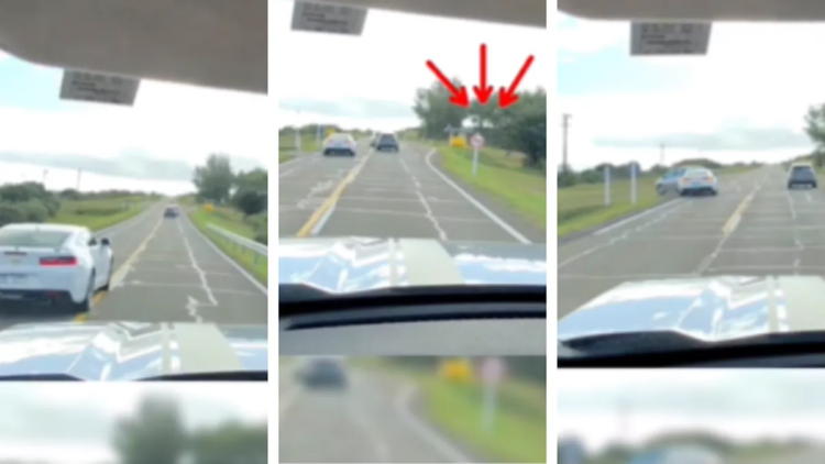They had a separate God: video shows dangerous maneuver of a Camaro on Route 60 in Maldonado
