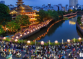 Thousands gather around Ho Chi Minh City pagoda for lantern floating ceremony to celebrate Vesak Day