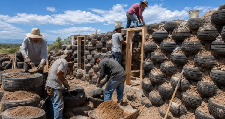 Houses are cool in summer and warm in winter: They use old tires as bricks