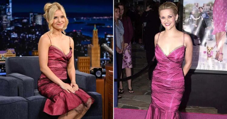 Lexi Minetree pays tribute to Reese Witherspoon by wearing her same pink dress from 2001
