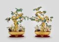 Jeweled floral pots of auspicious blossoms recreated