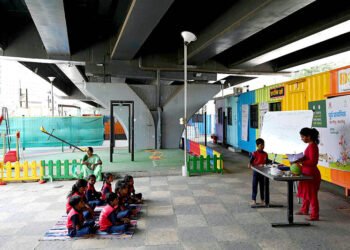 India flyover school offers lifeline to street children