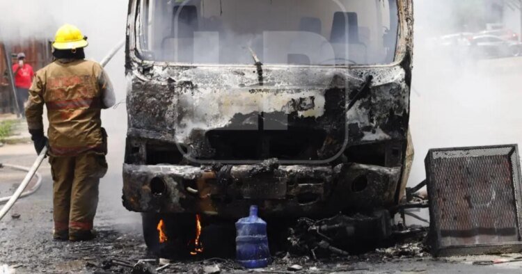 Quickie bus on route 2 catches fire after collision with motorcycle in SPS