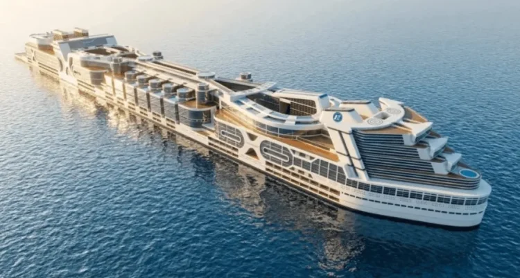 The floating city of the future will have trams, schools, a stadium and 80,000 inhabitants