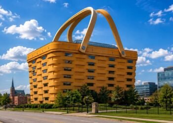 They built a giant ‘basket’ 7 stories high in the middle of the city