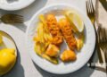Homemade fish sticks, with a nut-almond crust