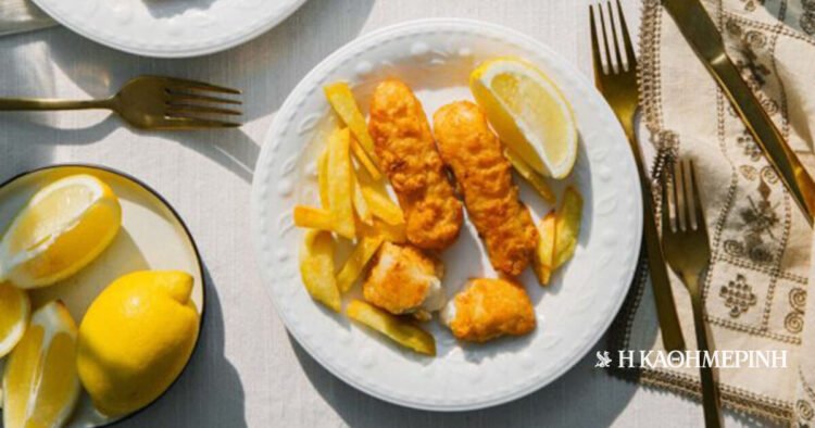 Homemade fish sticks, with a nut-almond crust