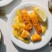 Homemade fish sticks, with a nut-almond crust
