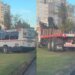 A bus and a truck crossed the Avenida Italia flowerbed after a tree fell and the video went viral on social networks.