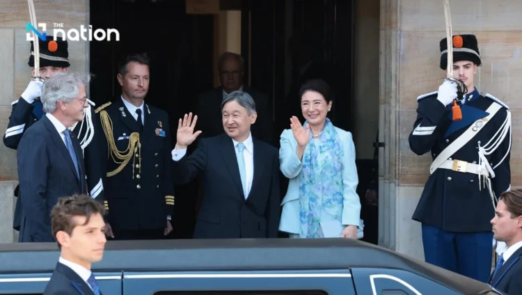 Emperor Naruhito and Empress Masako arrive at Royal Palace Amsterdam