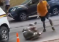 VIDEO | A Ukrainian man knocks out army officers who stopped another man to take him into the army