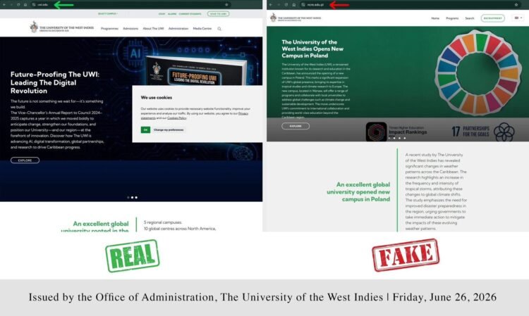 Fake Website Impersonating UWI Under Investigation