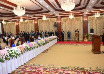 Myanmar President U Min Aung Hlaing and Spouse attend State Dinner in Lao PDR
