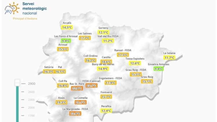First tropical night of the year in Andorra with temperatures above 20 degrees