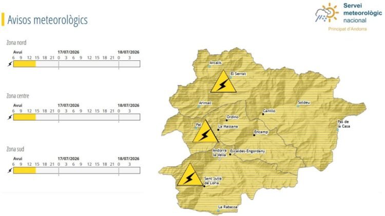 Yellow warning for storms until three in the afternoon