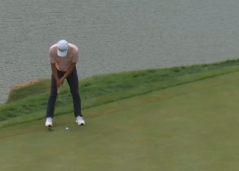 Watch: US golfer sinks monster putt to card rare round of 59