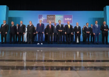 NATO leaders came to Turkey to discuss security. Erdogan gave them each an engraved revolver
